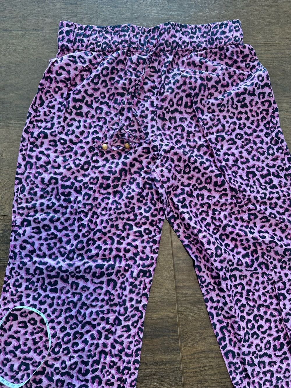 Pink Leopard Print Drawstring Pants